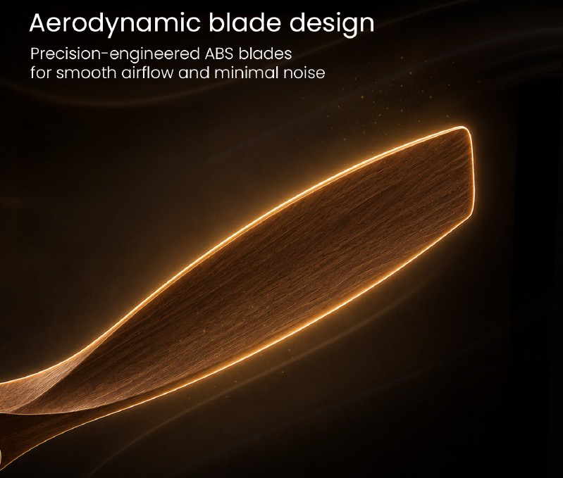 Aerodynamic ABS blade delivering 260 CMM airflow with whisper-quiet running