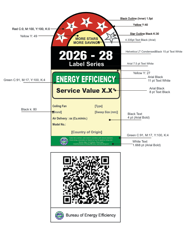 BEE star label, colour and type specification